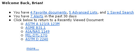 Alert in Personal Section